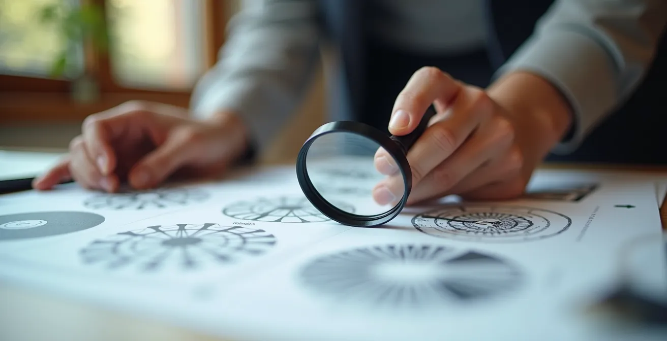 Mains examinant des documents associatifs avec une loupe professionnelle